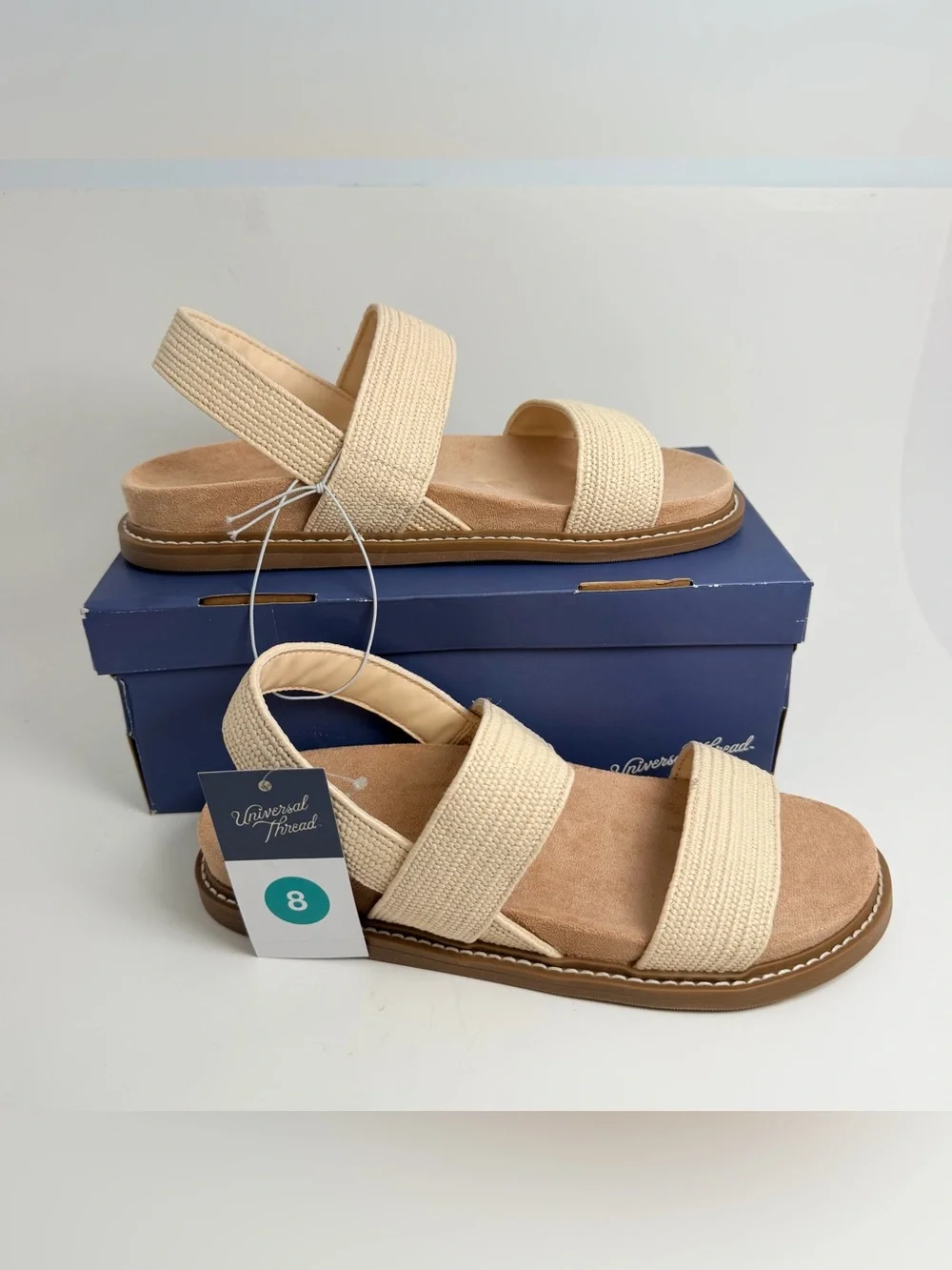 Universal Thread Neutral Cream Woven Double-Strap Slingback Sandals